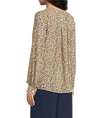 Liverpool Los Angeles Woven Chiffon V-Neck Long Sleeve Lace Up Front Top