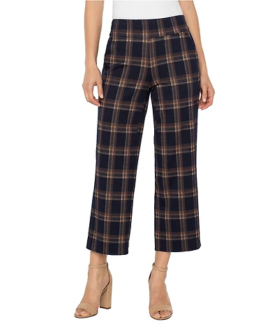 Liverpool Los Angeles Mable Plaid Knit Stretch Jacquard Mid Rise Cropped Pants