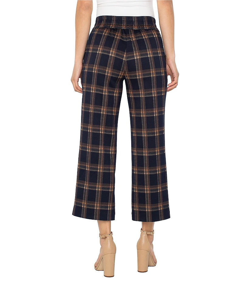Liverpool Los Angeles Mable Plaid Knit Stretch Jacquard Mid Rise Cropped Pants
