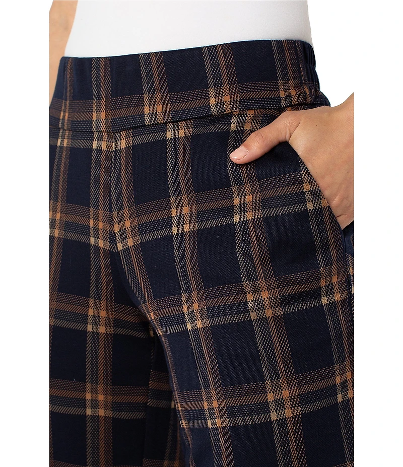 Liverpool Los Angeles Mable Plaid Knit Stretch Jacquard Mid Rise Cropped Pants
