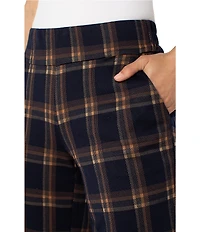 Liverpool Los Angeles Mable Plaid Knit Stretch Jacquard Mid Rise Cropped Pants