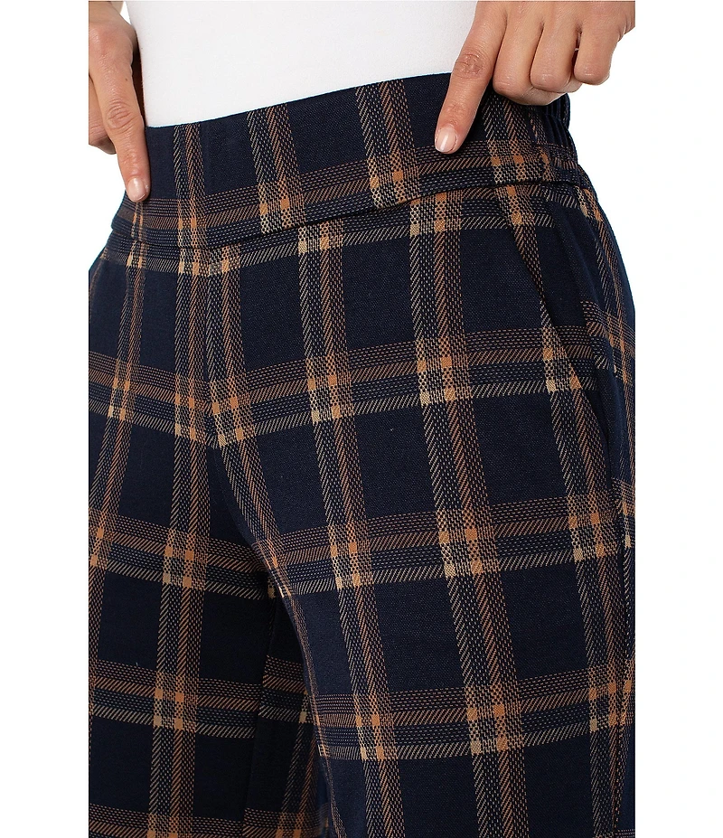 Liverpool Los Angeles Mable Plaid Knit Stretch Jacquard Mid Rise Cropped Pants