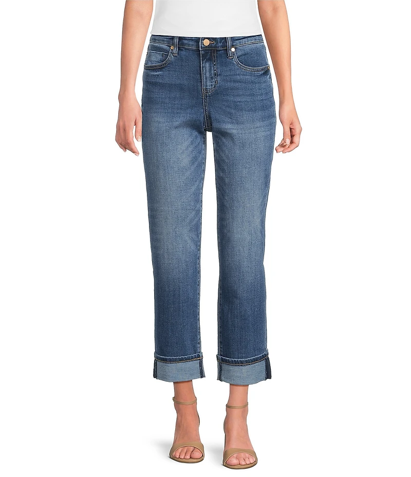 Liverpool Los Angeles Marley Girlfriend Cuffed Crosshatch Denim Jeans