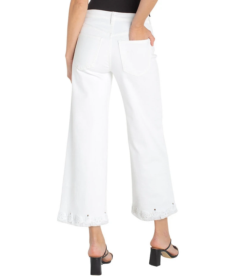 Liverpool Los Angeles Mid Rise Embroidered Hem Stride Wide Leg Crop Jeans