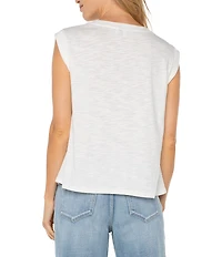 Liverpool Los Angeles Mixed Media Boat Neck Sleeveless Top