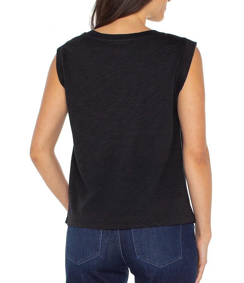 Liverpool Los Angeles Mixed Media Boat Neck Sleeveless Top
