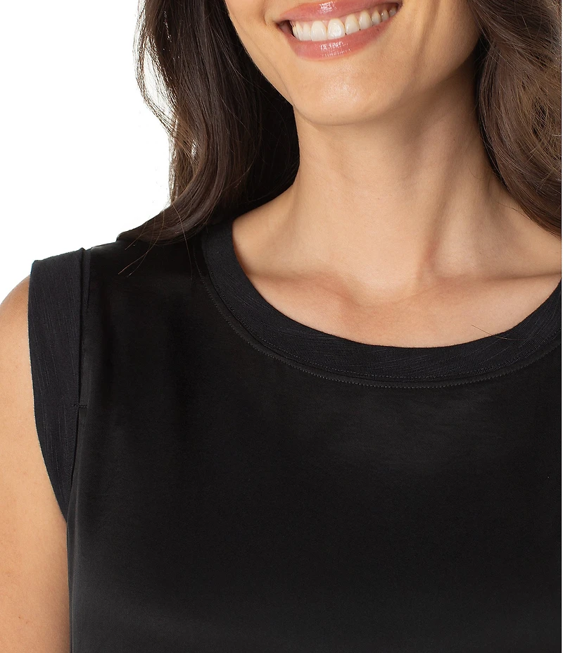 Liverpool Los Angeles Mixed Media Boat Neck Sleeveless Top