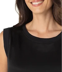 Liverpool Los Angeles Mixed Media Boat Neck Sleeveless Top