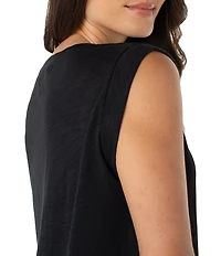 Liverpool Los Angeles Mixed Media Boat Neck Sleeveless Top