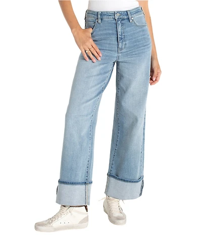 Liverpool Los Angeles Morgan Stretch Denim High Rise Wide Leg Cuffed Hem Jeans