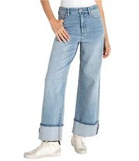 Liverpool Los Angeles Morgan Stretch Denim High Rise Wide Leg Cuffed Hem Jeans