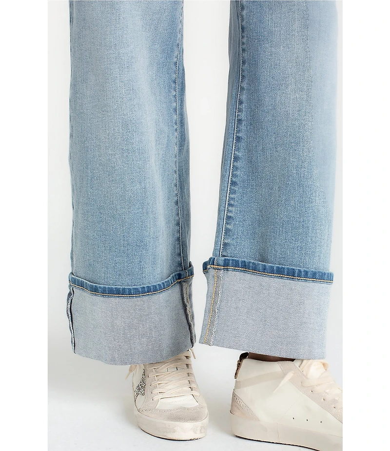 Liverpool Los Angeles Morgan Stretch Denim High Rise Wide Leg Cuffed Hem Jeans
