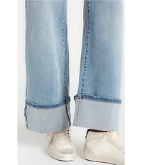 Liverpool Los Angeles Morgan Stretch Denim High Rise Wide Leg Cuffed Hem Jeans