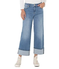 Liverpool Los Angeles Morgan Stretch Denim Wide Leg Cuff Hem Jeans