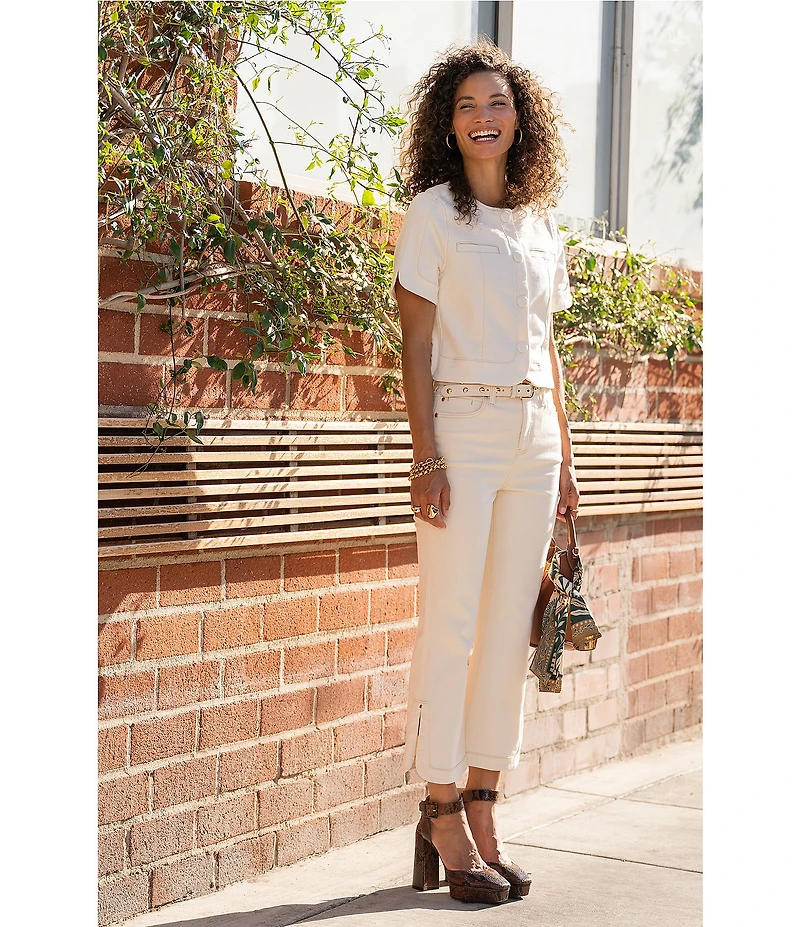 Liverpool Los Angeles Petite Size Hannah High Rise Flared Cropped Tulip Hem Jeans