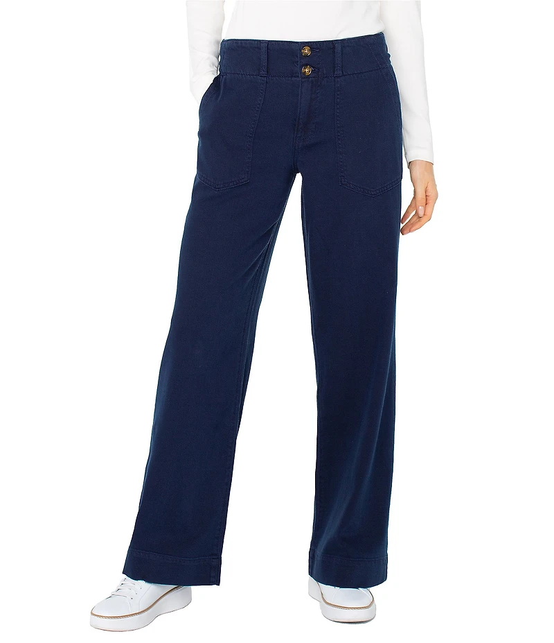 Liverpool Los Angeles Petite Size Hannah Soft Denim Mid Rise Wide Leg Utility Pants