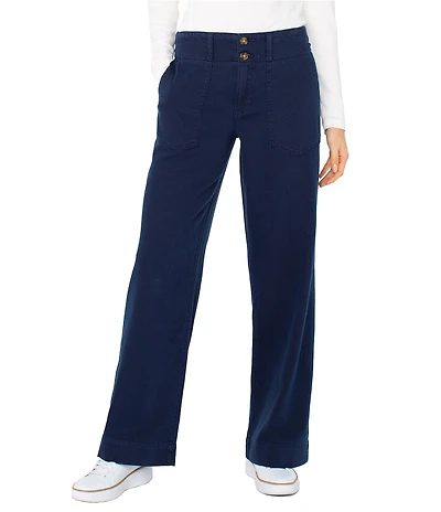Liverpool Los Angeles Petite Size Hannah Soft Denim Mid Rise Wide Leg Utility Pants