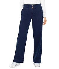 Liverpool Los Angeles Petite Size Hannah Soft Denim Mid Rise Wide Leg Utility Pants