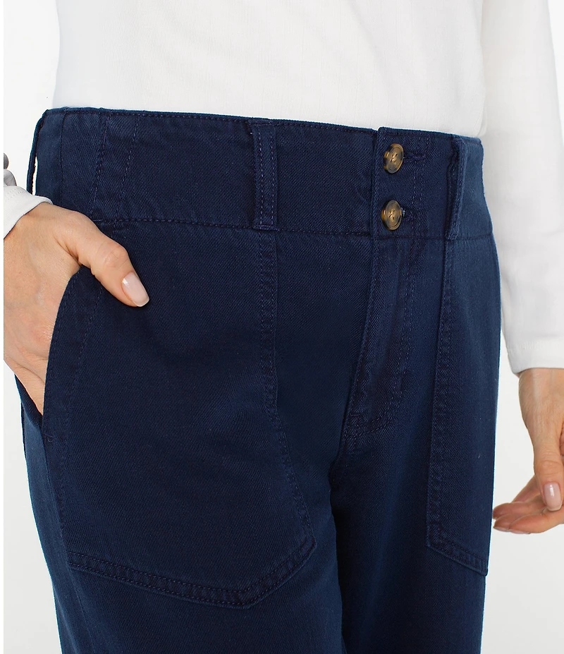 Liverpool Los Angeles Petite Size Hannah Soft Denim Mid Rise Wide Leg Utility Pants