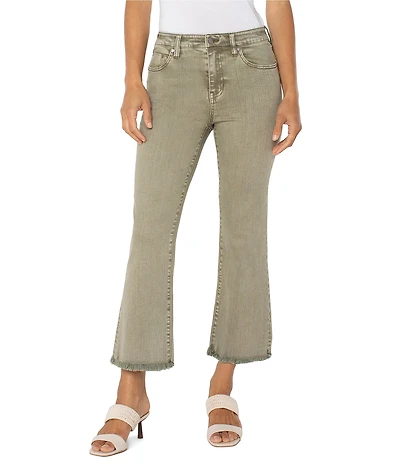 Liverpool Los Angeles Petite Size Hannah Twill Flare Frayed Hem Cropped Jeans