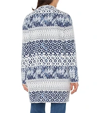 Liverpool Los Angeles Petite Size Jacquard Shibori Print Notch Collar Long Sleeve Coatigan Sweater