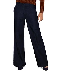 Liverpool Los Angeles Petite Size Kelsey Wide-Leg Trouser Pleated Denim Pants