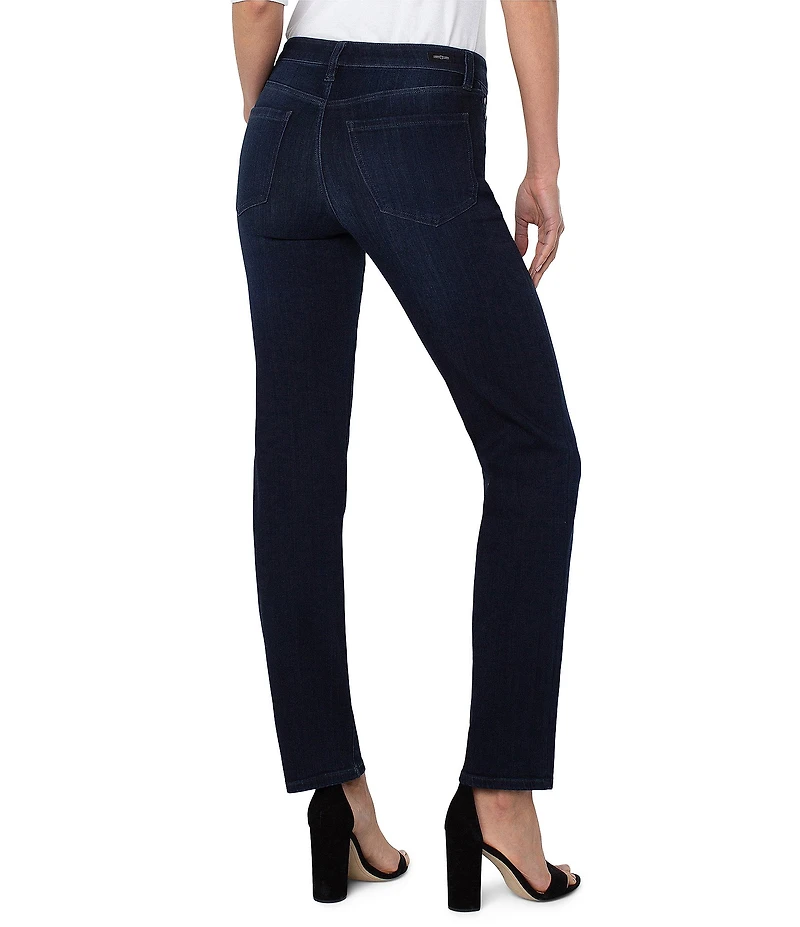 Liverpool Los Angeles Petite Size Kennedy Silky Stretch Straight Leg Mid Rise Denim Jeans