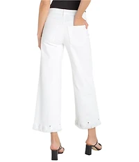 Liverpool Los Angeles Petite Size Mid Rise Embroidered Hem Stride Wide Leg Crop Jeans