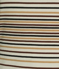 Liverpool Los Angeles Petite Size Rib Knit Stripe Boat Neck Long Sleeve Top