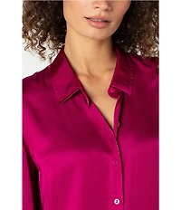 Liverpool Los Angeles Petite Size Satin Point Collar Long Sleeve Shirt