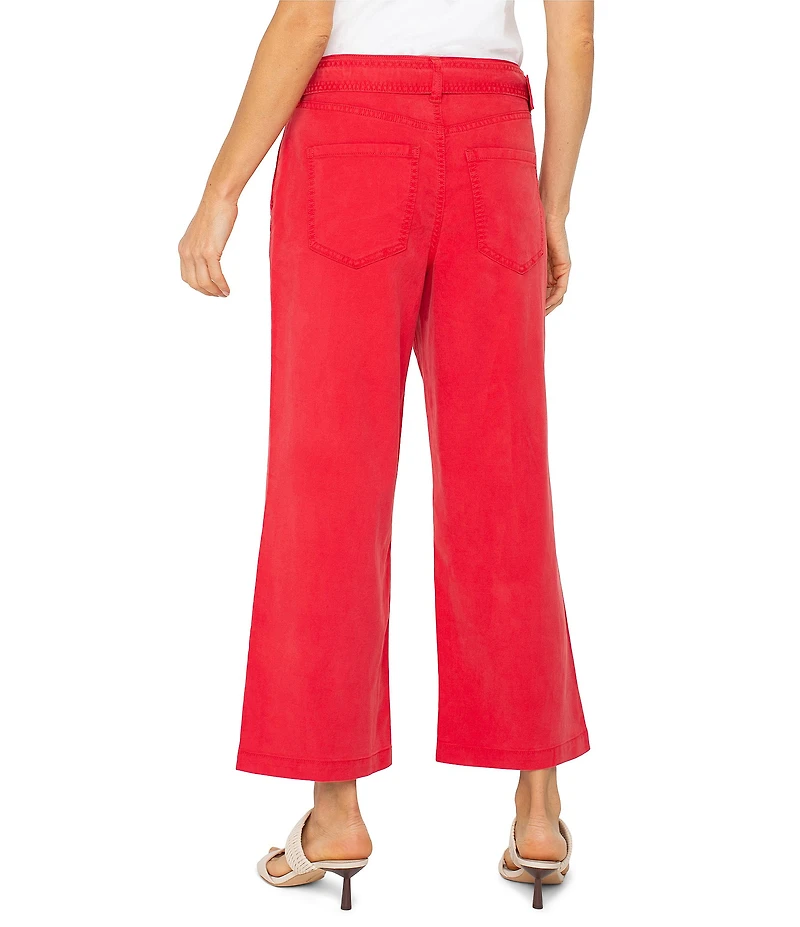 Liverpool Los Angeles Petite Size Stride High Rise Belted Wide Leg Crop Pants