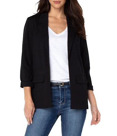 Liverpool Los Angeles Petite Size Super Stretch Ponte Knit Open Front Boyfriend Blazer