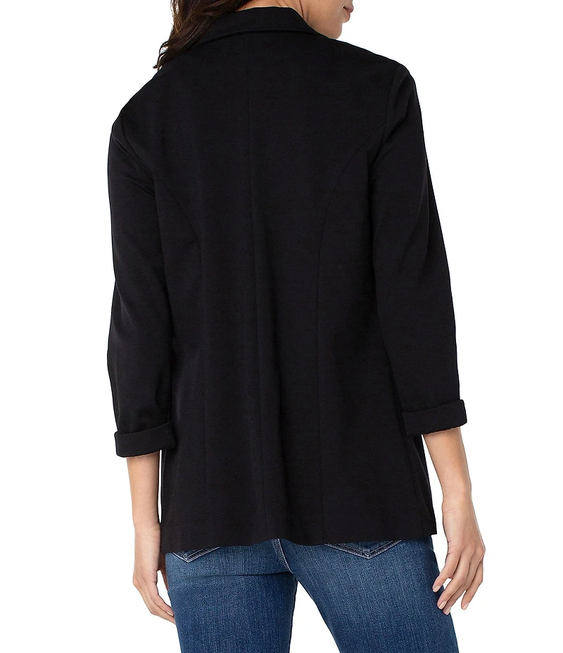 Liverpool Los Angeles Petite Size Super Stretch Ponte Knit Open Front Boyfriend Blazer
