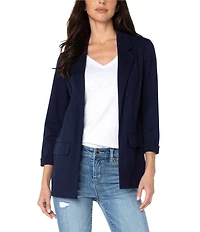 Liverpool Los Angeles Petite Size Super Stretch Ponte Knit Open Front Boyfriend Blazer