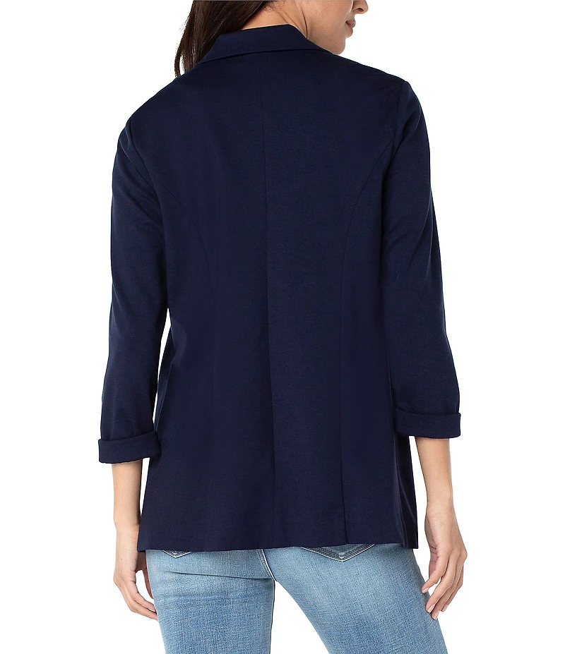 Liverpool Los Angeles Petite Size Super Stretch Ponte Knit Open Front Boyfriend Blazer