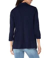 Liverpool Los Angeles Petite Size Super Stretch Ponte Knit Open Front Boyfriend Blazer