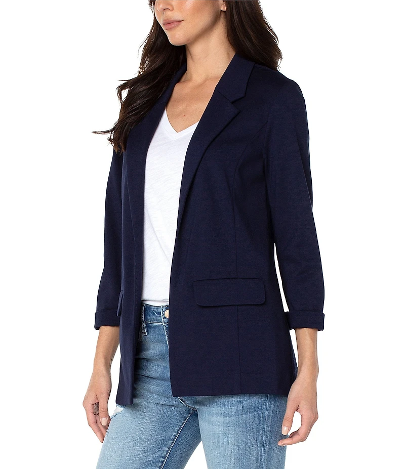 Liverpool Los Angeles Petite Size Super Stretch Ponte Knit Open Front Boyfriend Blazer