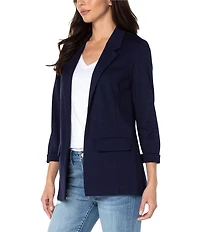 Liverpool Los Angeles Petite Size Super Stretch Ponte Knit Open Front Boyfriend Blazer