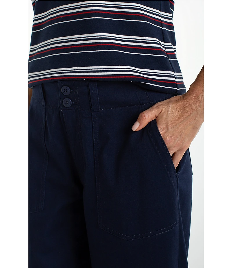 Liverpool Los Angeles Petite Size Twill Mid Rise Wide Leg Pants