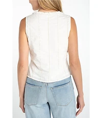 Liverpool Los Angeles Pin Tuck V-Neck Sleeveless Top