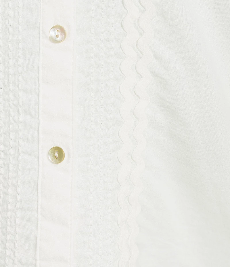 Liverpool Los Angeles Plus Size Embroidered Split V-Neck 3/4 Sleeve Button Front Blouse