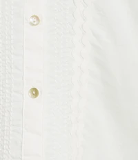 Liverpool Los Angeles Plus Size Embroidered Split V-Neck 3/4 Sleeve Button Front Blouse