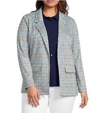Liverpool Los Angeles Plus Size Glen Plaid Open-Front Boyfriend Blazer