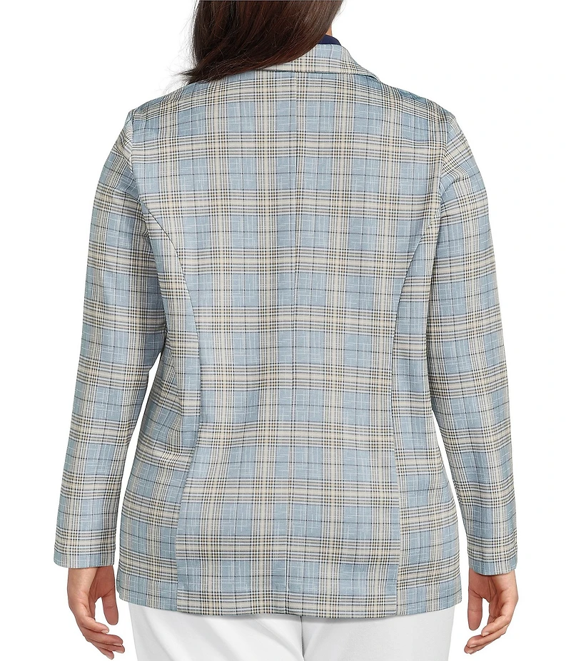 Liverpool Los Angeles Plus Size Glen Plaid Open-Front Boyfriend Blazer