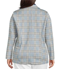 Liverpool Los Angeles Plus Size Glen Plaid Open-Front Boyfriend Blazer
