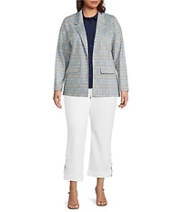 Liverpool Los Angeles Plus Size Glen Plaid Open-Front Boyfriend Blazer