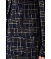 Liverpool Los Angeles Plus Size Jacquard Knit Plaid Notch Lapel Long Sleeve Open Front Boyfriend Blazer