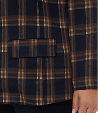 Liverpool Los Angeles Plus Size Jacquard Knit Plaid Open-Front Boyfriend Blazer