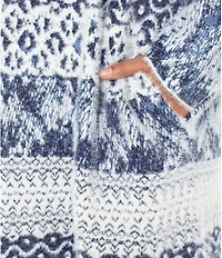 Liverpool Los Angeles Plus Size Jacquard Shibori Print Notch Collar Long Sleeve Coatigan Sweater