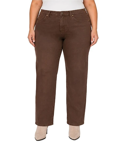Liverpool Los Angeles Plus Size Kennedy Slub Twill Comfort Waist Straight Leg Jeans
